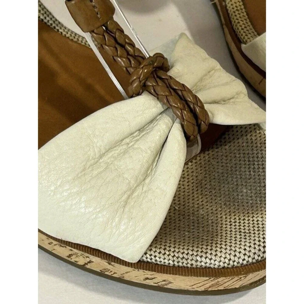Sperry Top-Sider Womens White Ivory Leather Upper Cork Wedge Sandals Size 9